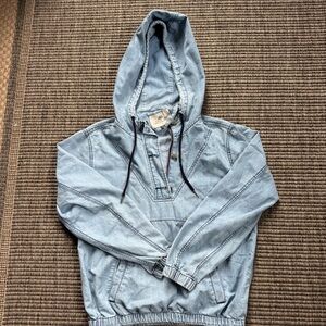 Casual Light Blue Denim Hooded Jacket